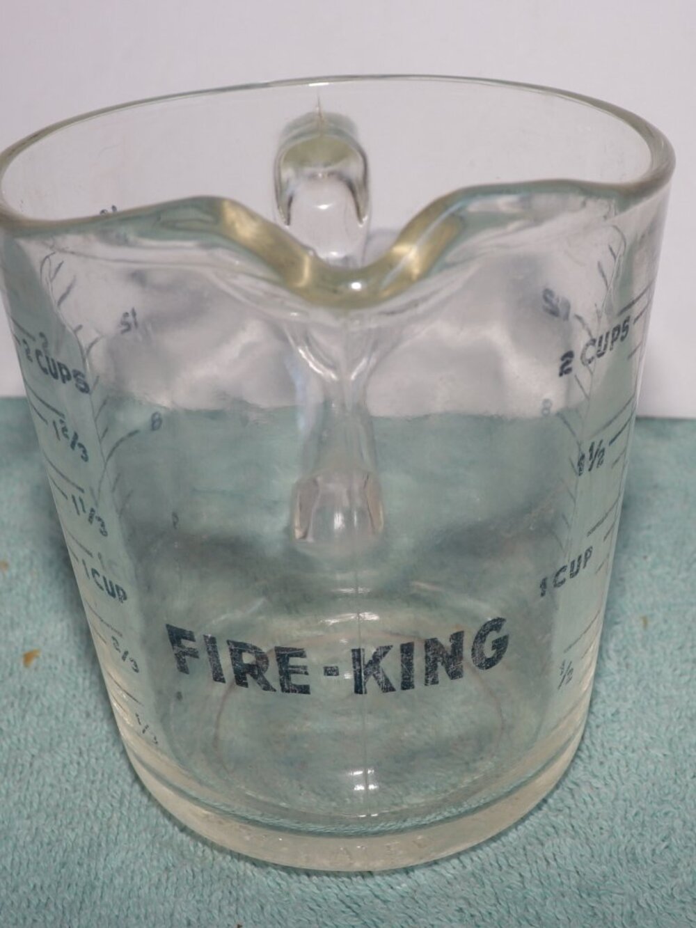 Glass Fire King Measuring 2-Cup Made in USA 16 OZ Black Letters Vintage